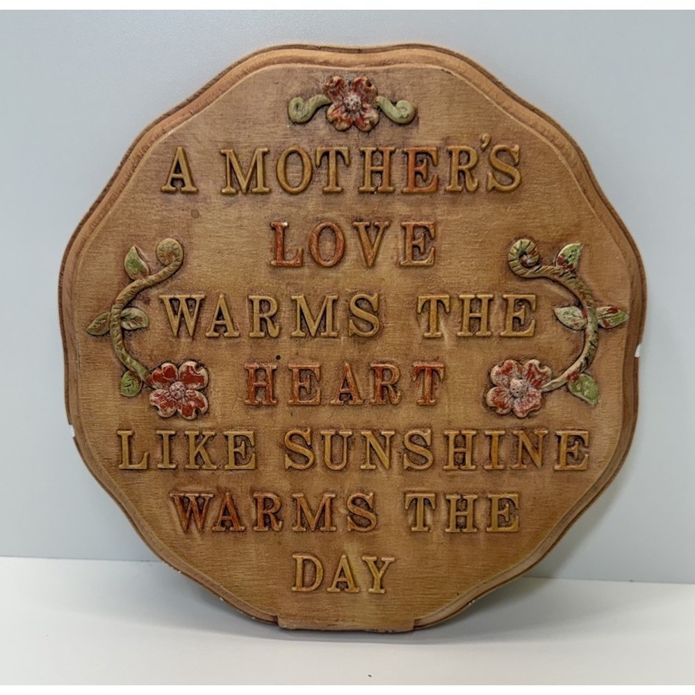 Vintage 1970 Mother's Love Wall Plaque MCM Floral Quote‎ Decor
